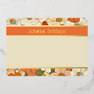 Invitation En Aluminium Orange Floral Groove Papeterie horizontale