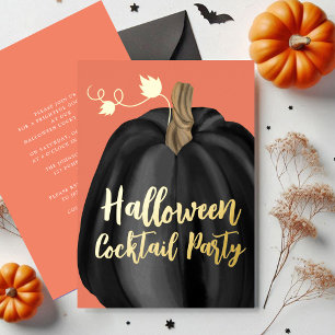 Invitation En Aluminium Orange Gold Citrouille Halloween Cocktail Party