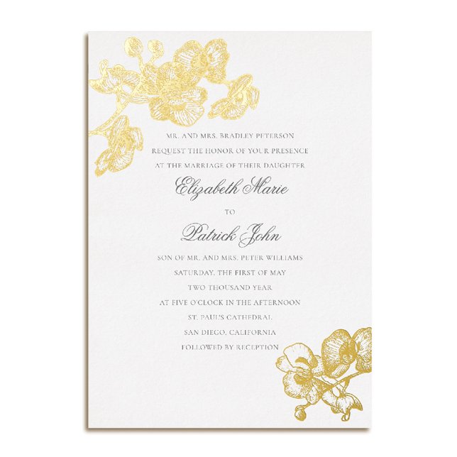 Invitation En Aluminium Orchidée Love Pure Formal Classic Mariage (orchid wedding invitation formal modern classic traditional black tie heirloom 4 white)