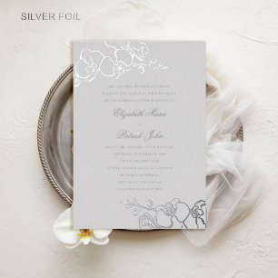 Invitation En Aluminium Orchidée sans temps ivoire classique Mariage forme