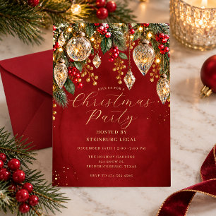 Invitation En Aluminium Ornement de Noël en verre cristal festif Rouge Or