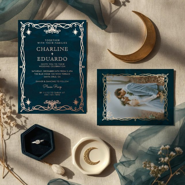 Invitation En Aluminium Ornement d'or Imaginaire céleste Mariage Ivy (Créateur téléchargé)