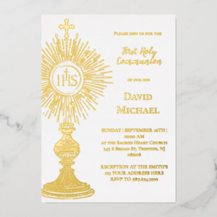 Invitation En Aluminium Ostensoir en feuille d'or Première communion