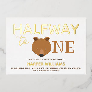 Invitation En Aluminium Ours Or Six Mois Bébé Demi-Anniversaire