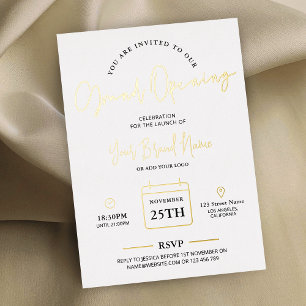 Invitation En Aluminium Ouverture de luxe minimaliste or pour les entrepri
