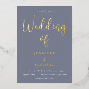 Invitation En Aluminium Palette de couleurs de mariage bleu poussiéreux Or