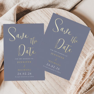 Invitation En Aluminium Palette de mariage bleu poussiéreux pour save the 