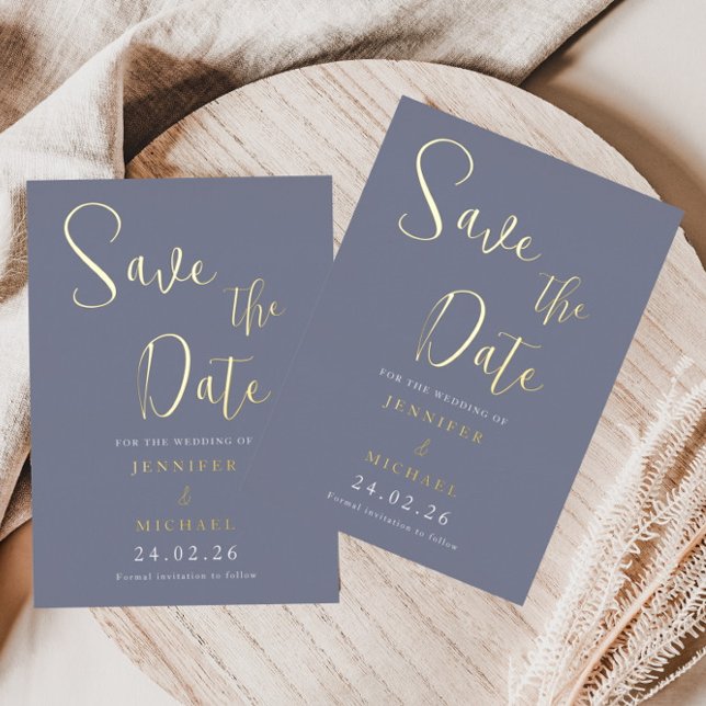 Invitation En Aluminium Palette de mariage bleu poussiéreux pour save the  (Créateur téléchargé)