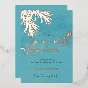 Invitation En Aluminium Palmiers Tropicaux Océan Bleu Mariage sur la Plage