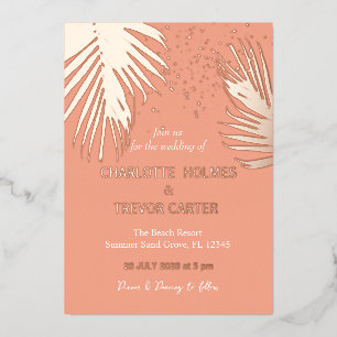 Invitation En Aluminium Palmiers tropicaux Summer Plage Mariage Or