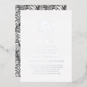 Invitation En Aluminium Palmiers Vintage   Réception de Couple Havana Nigh