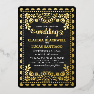 Invitation En Aluminium Papel Picado Mariage noir