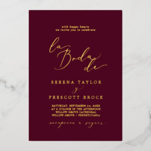 Invitation En Aluminium Papier doré délicat Bourgogne La Boda De Mariage