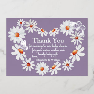 Invitation En Aluminium Papillon en feuille et marguerite aquarelle Merci