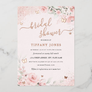 Invitation En Aluminium Papillon rose Fête des mariées florale