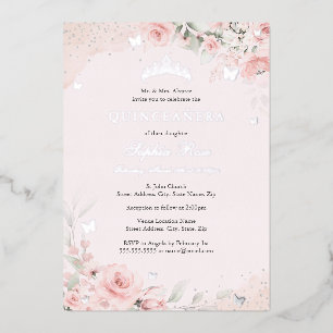 Invitation En Aluminium Papillon rose pâle Rose Quinceanera 15e