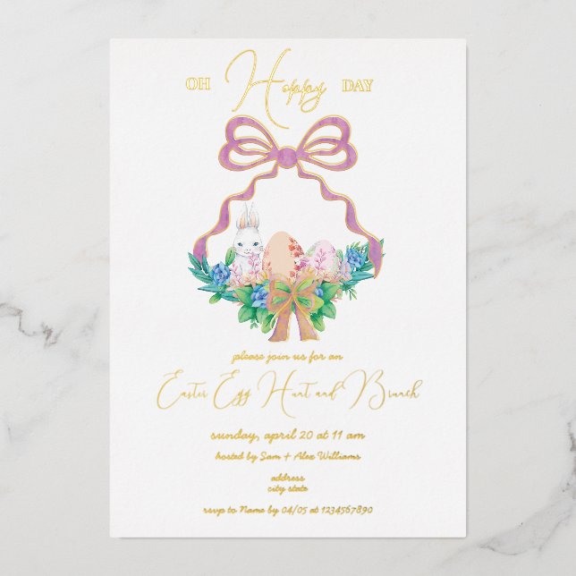 Invitation En Aluminium Pâque de Pâques Panier Chasse aux oeufs Brunch (Recto)