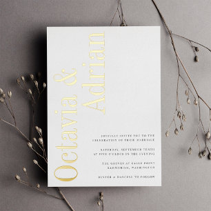 Invitation En Aluminium Parallèle   Mariage de typographie moderne Black &
