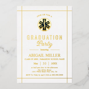 Invitation En Aluminium Paramédic d'or promotion EMT 2026 remise de diplôm