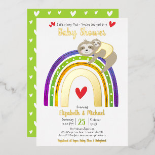 Invitation En Aluminium Parcelles Coeurs arc-en-ciel Cute Baby shower Vrai