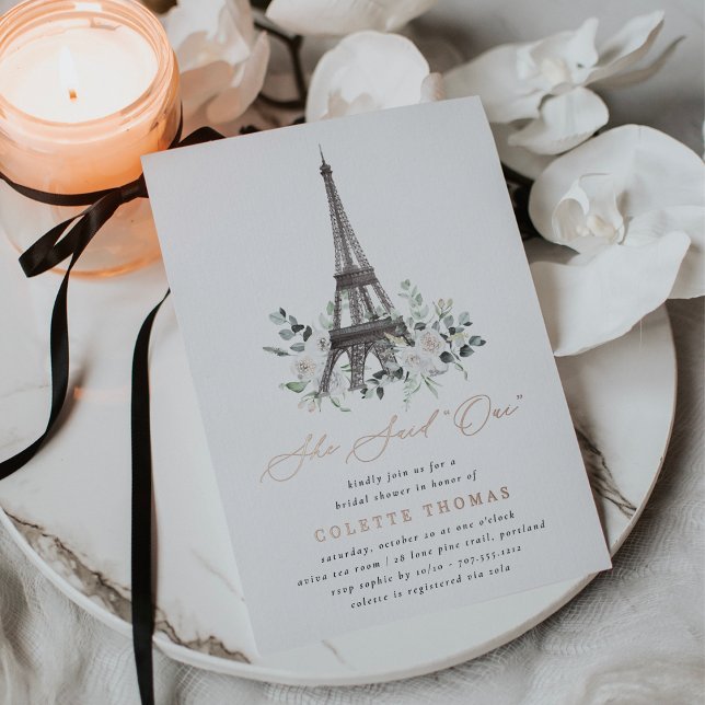 Invitation En Aluminium Paris Bloom | Fête des mariées tour Eiffel fleurie (Créateur téléchargé)
