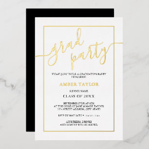 Invitation En Aluminium Parti de graduation Black Gold moderne