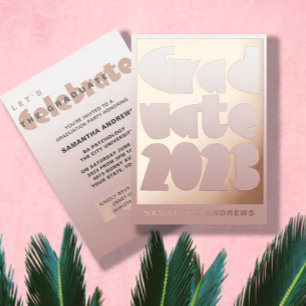 Invitation En Aluminium Parti de graduation Gold Foil Rose moderne