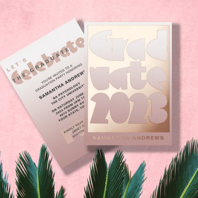 Invitation En Aluminium Parti de graduation Gold Foil Rose moderne (Créateur téléchargé)