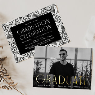Invitation En Aluminium Parti de graduation photo Gold Foil moderne