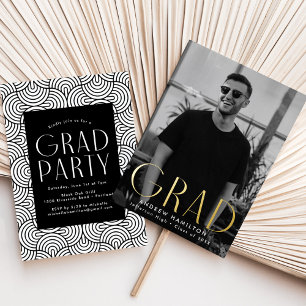 Invitation En Aluminium Parti de graduation photo Gold Foil moderne