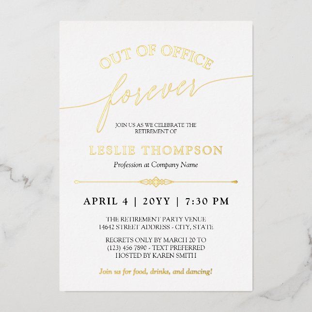 Invitation En Aluminium Parti de la retraite pour toujours (Recto)