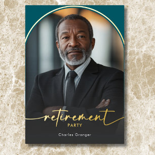 Invitation En Aluminium Parti de retraite minimaliste Turquoise moderne