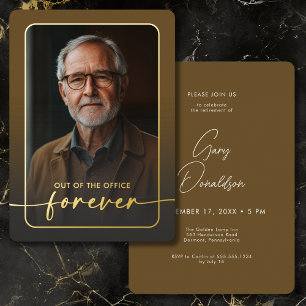 Invitation En Aluminium Parti de retraite photo minimaliste Brown moderne