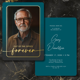 Invitation En Aluminium Parti de retraite photo minimaliste Turquoise mode