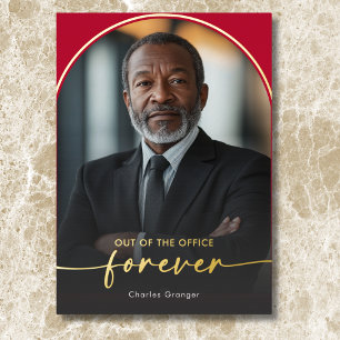 Invitation En Aluminium Parti de retraite rouge minimaliste moderne