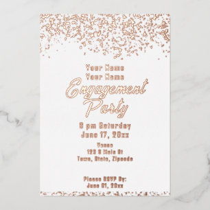 Invitation En Aluminium Parti d'engagement Gold Foil blanc et Rose
