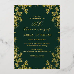 Invitation En Aluminium Parti du 50e anniversaire de l'émeraude d'or vinta