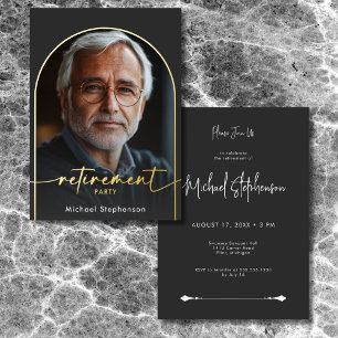 Invitation En Aluminium Parti minimaliste de la retraite noire moderne