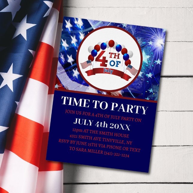 Invitation En Aluminium Parti patriotique du 4 juillet (Créateur téléchargé)