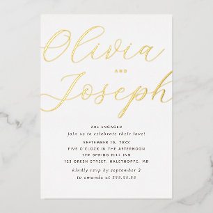 Invitation En Aluminium Partie de l'engagement de script Gold   Photo mini