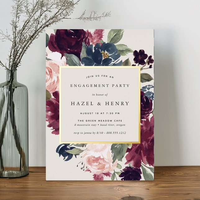 Invitation En Aluminium Partie d'engagement en fleur de prune (Créateur téléchargé)