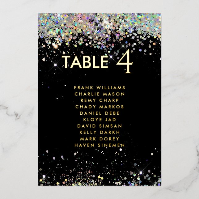 Invitation En Aluminium Parties scintillant moderne Black Real Foil Table  (Recto)