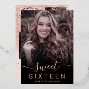 Invitation En Aluminium parties scintillant rose or rose ombre 5 photos do