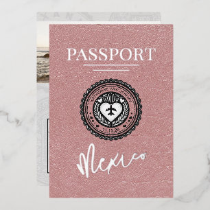 Invitation En Aluminium Passeport de mariage Dusty Rose Mexique
