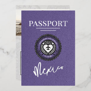 Invitation En Aluminium Passeport mariage lilas Mexique