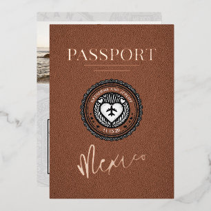 Invitation En Aluminium Passeport mariage marron Mexique