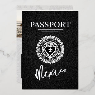 Invitation En Aluminium Passeport Mariage Noir Mexique