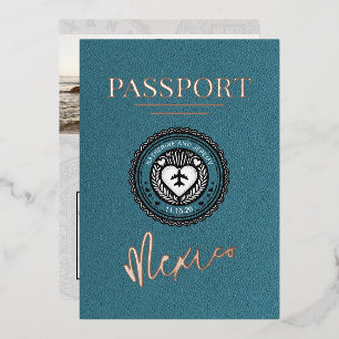Invitation En Aluminium Passeport Mariage sarcelle Mexique