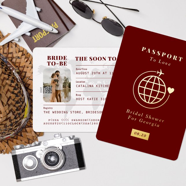 Invitation En Aluminium Passeport pour aimer Voyage thème Fête des mariées (Créateur téléchargé)