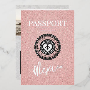 Invitation En Aluminium Passeport rose Mexique Mariage